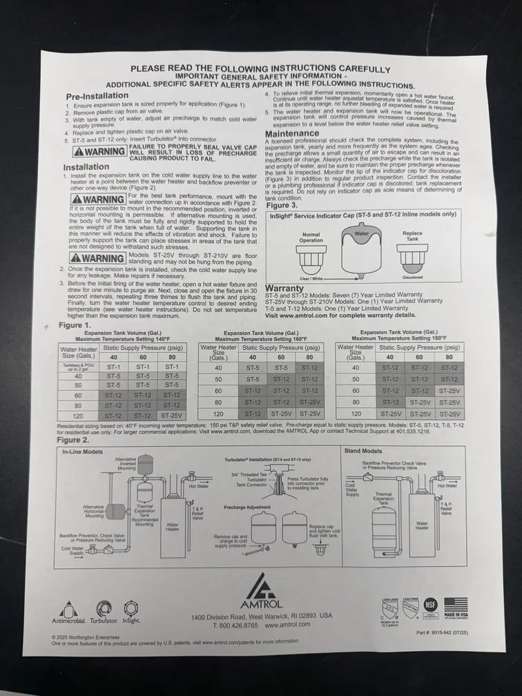 Expansion Tank Installation